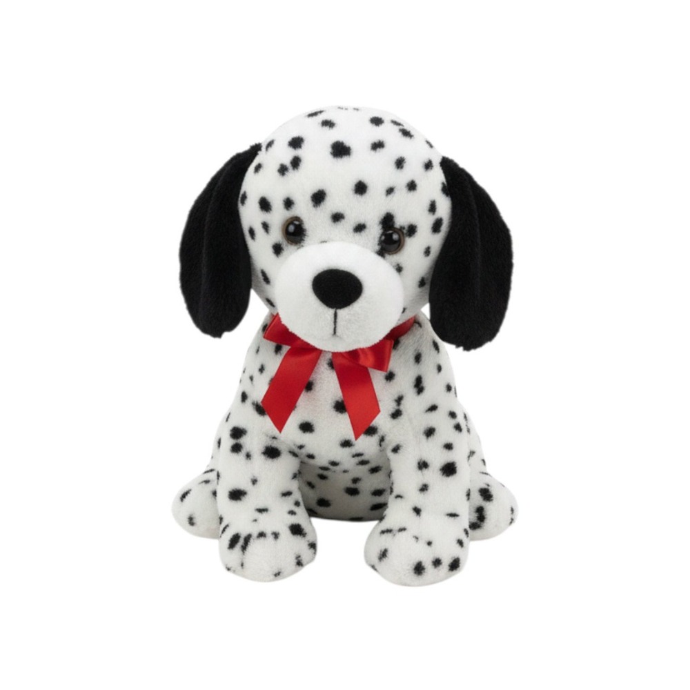 MTY Dalmatian Plush Toy Kids Small White Black Spotted Dog Red Bow PLV03015085-C